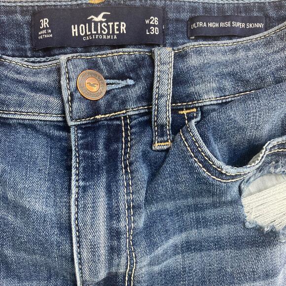 Hollister distressed skinny jeans, ladies 3 Ultra High Rise Super Skinny denim - Picture 4 of 6